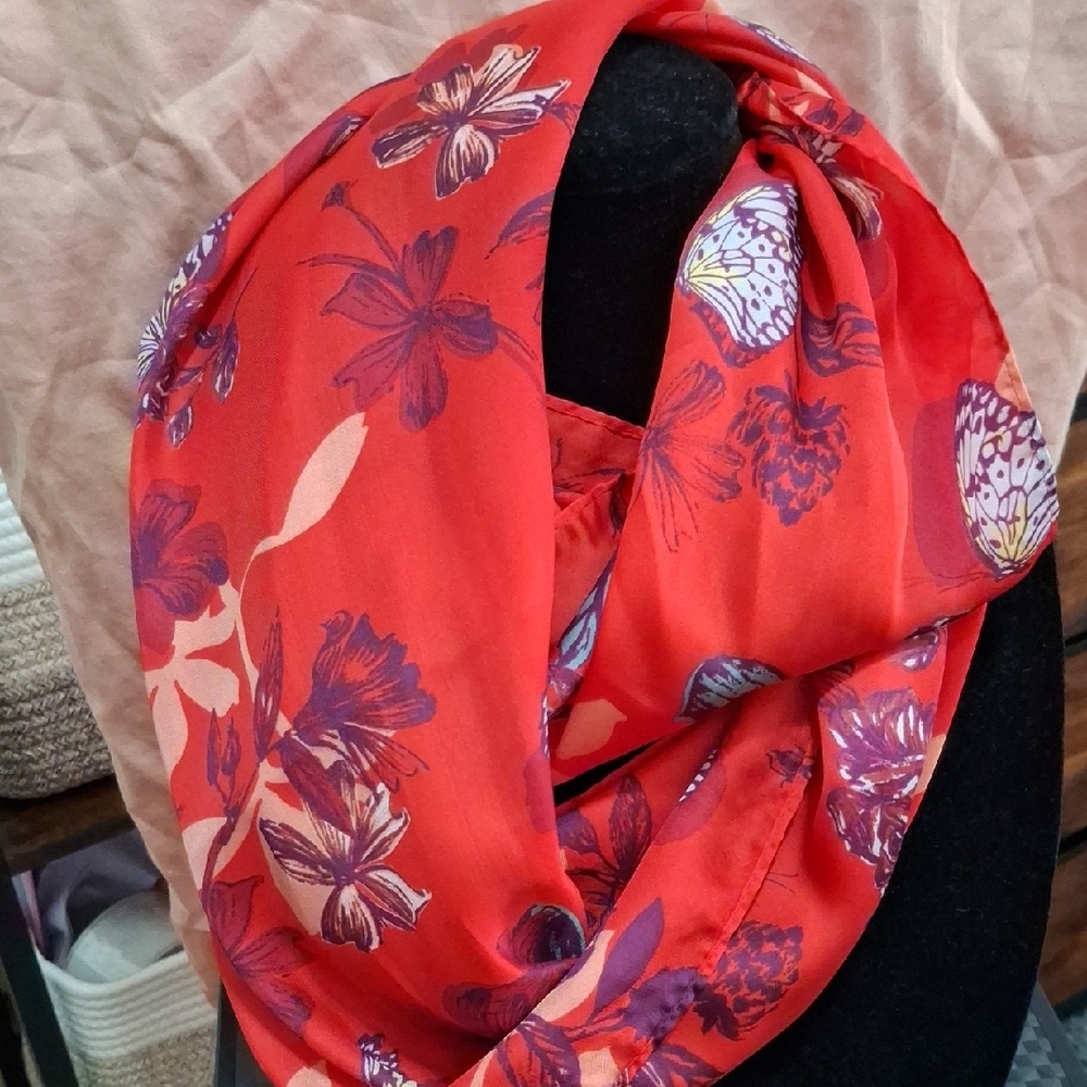 Floral Red Scarf